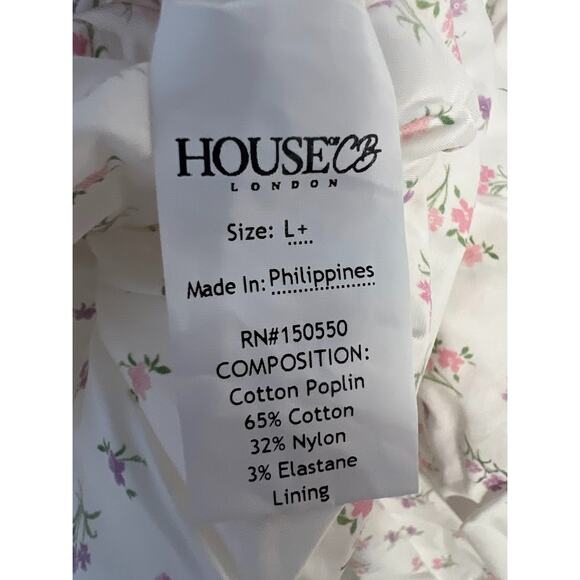 House of CB Serafina White Floral Print Strapless Mini Dress Size L+ Large Plus - Picture 7 of 9